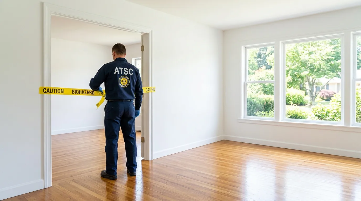 Certified biohazard cleanup crew performing Trauma Scene Cleanup in UC Irvine